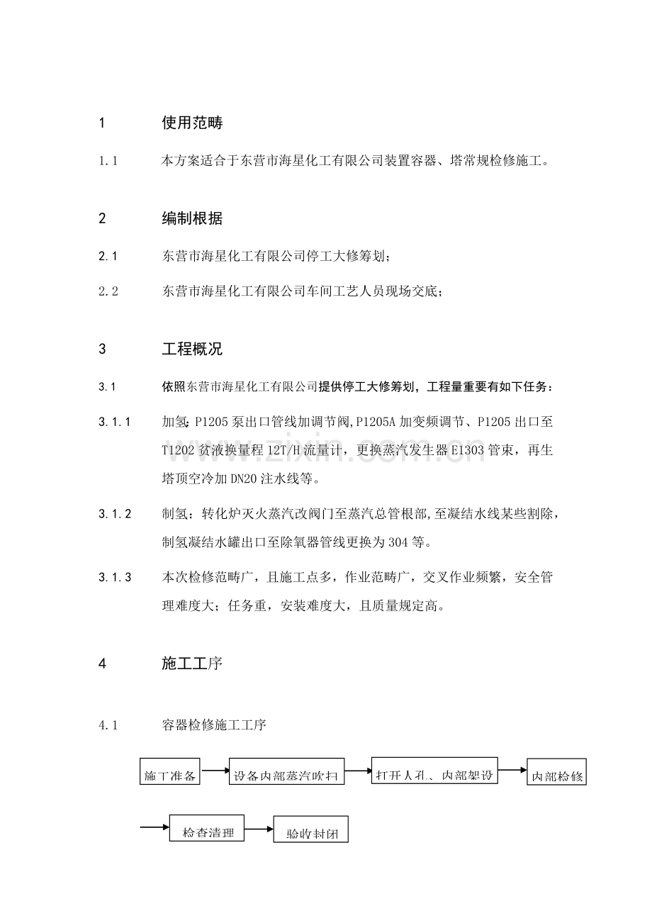 海星化工设备检修专项方案.doc_第1页