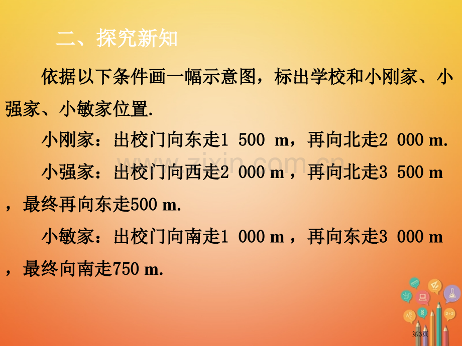 七年级数学下册第7章平面直角坐标系7.2坐标方法的简单应用7.2.1用坐标表示地理位置市公开课一等奖.pptx_第3页