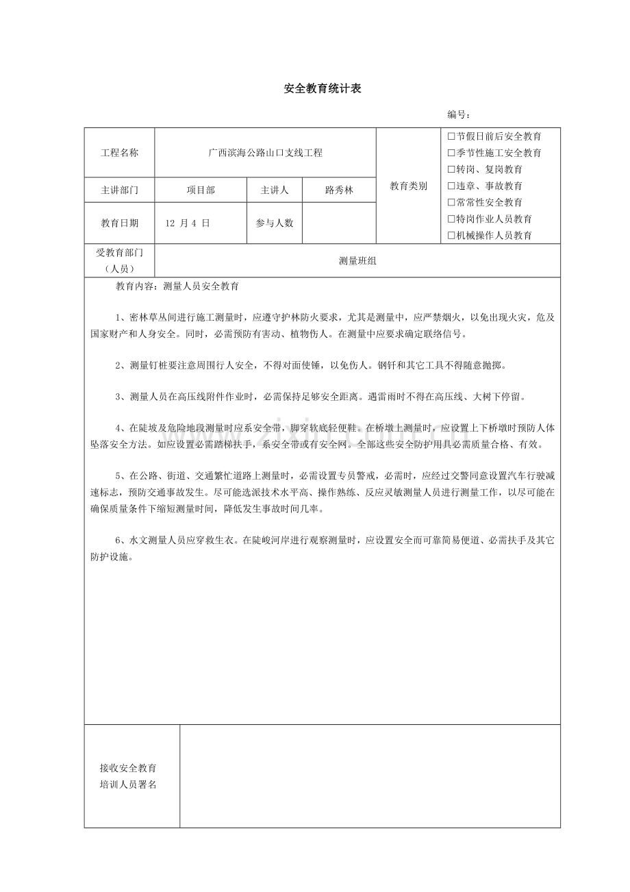 综合项目施工安全教育记录内容.doc_第2页