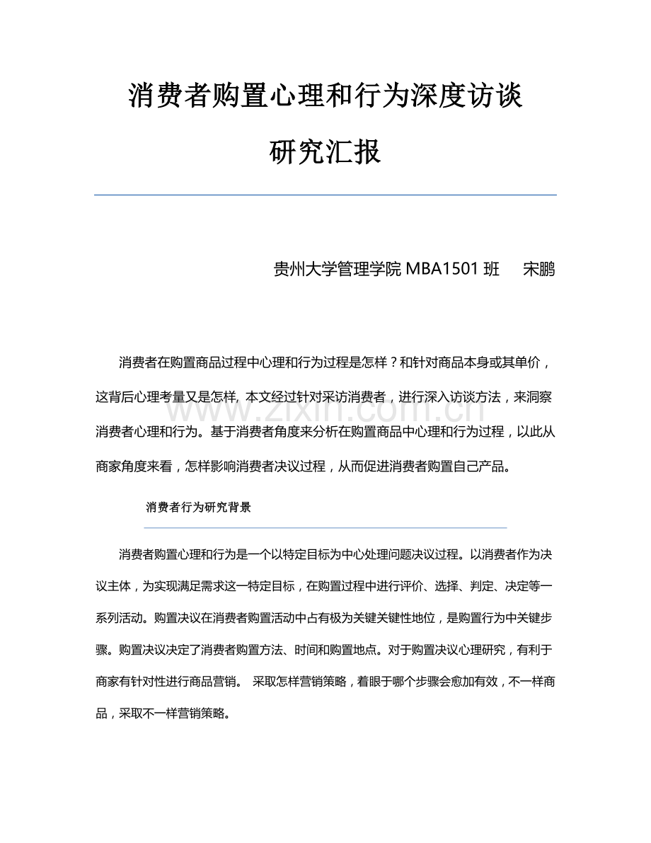 消费者购买心理与行为深度访谈研究应用报告.docx_第1页