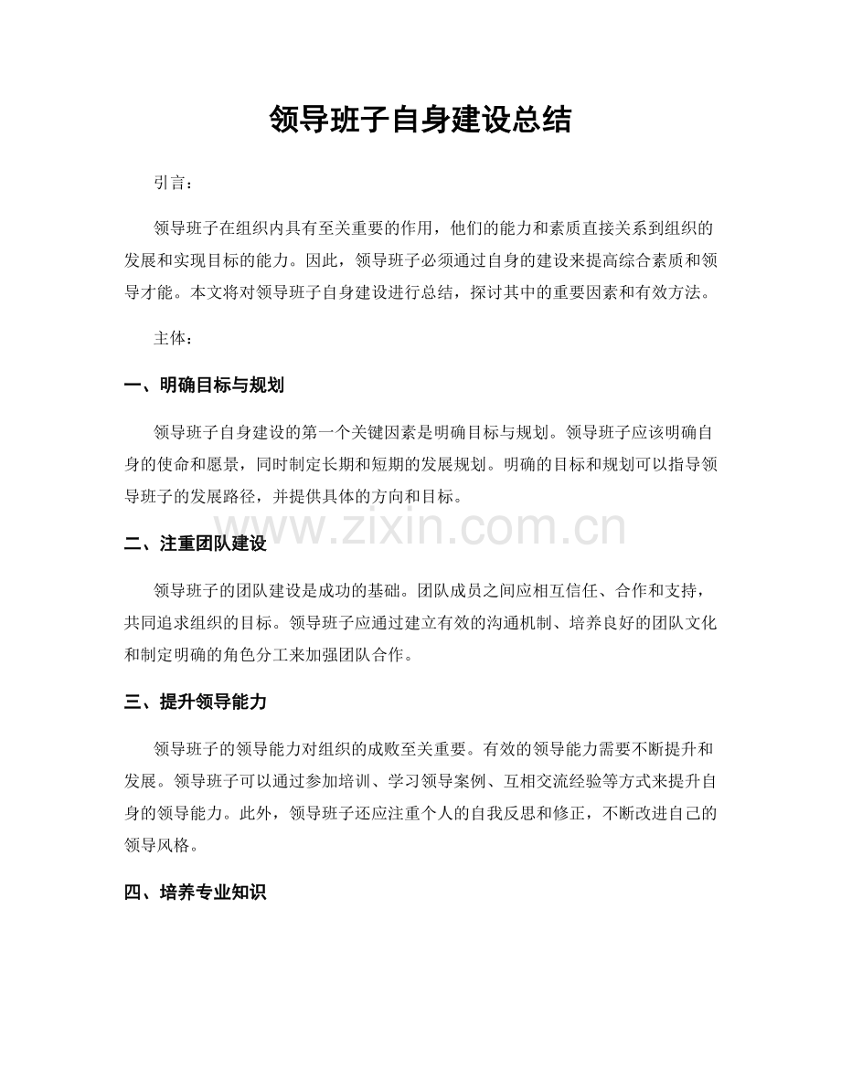 领导班子自身建设总结.docx_第1页