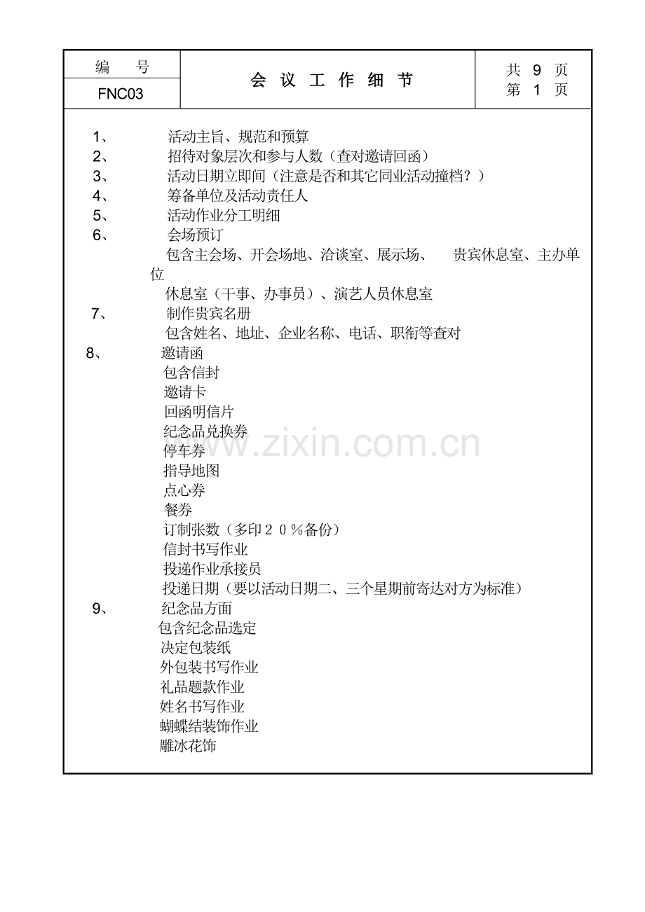 新版公司会议工作管理制度实施细则模板.doc_第1页