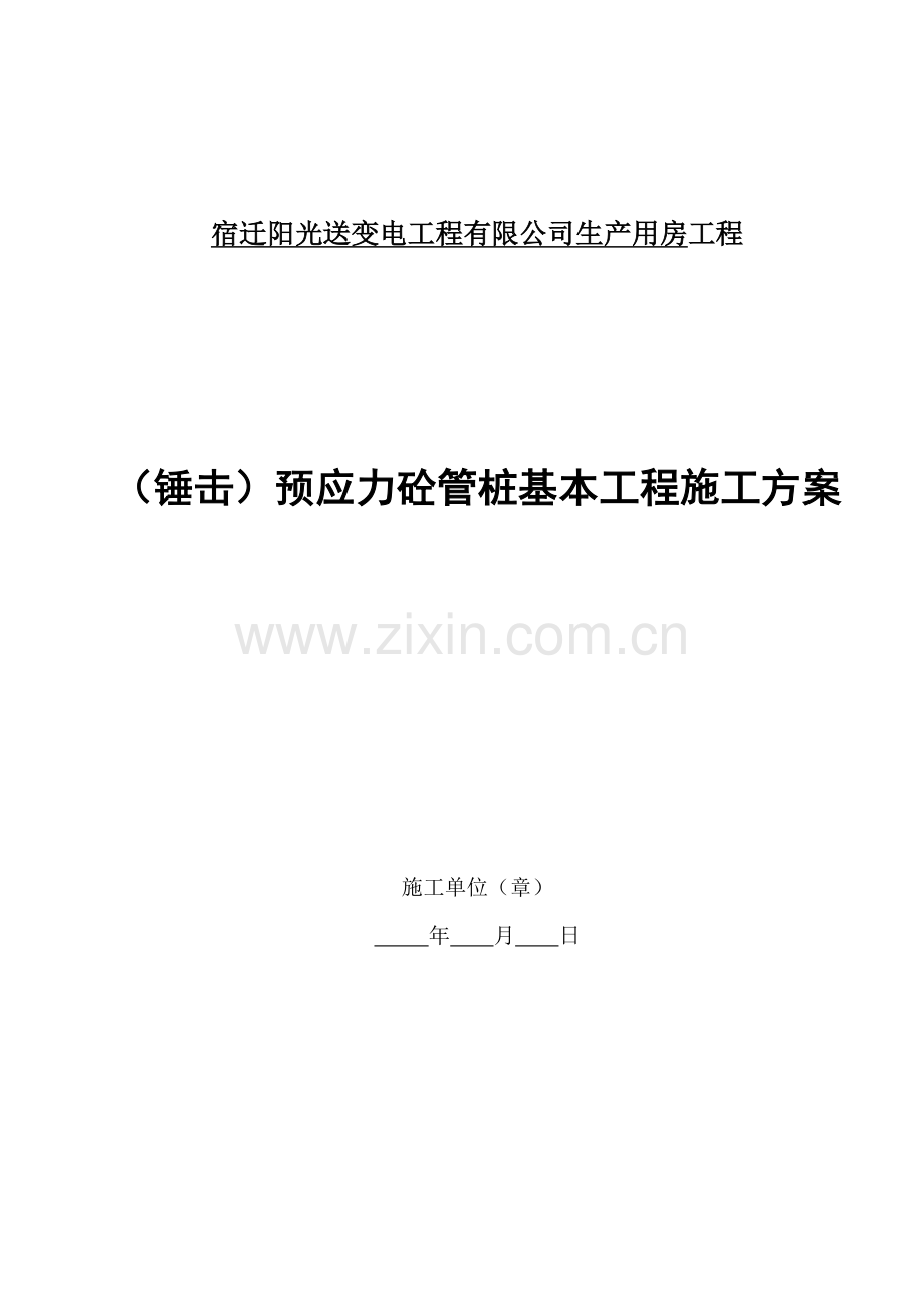 锤击桩基综合项目施工专项方案.doc_第1页