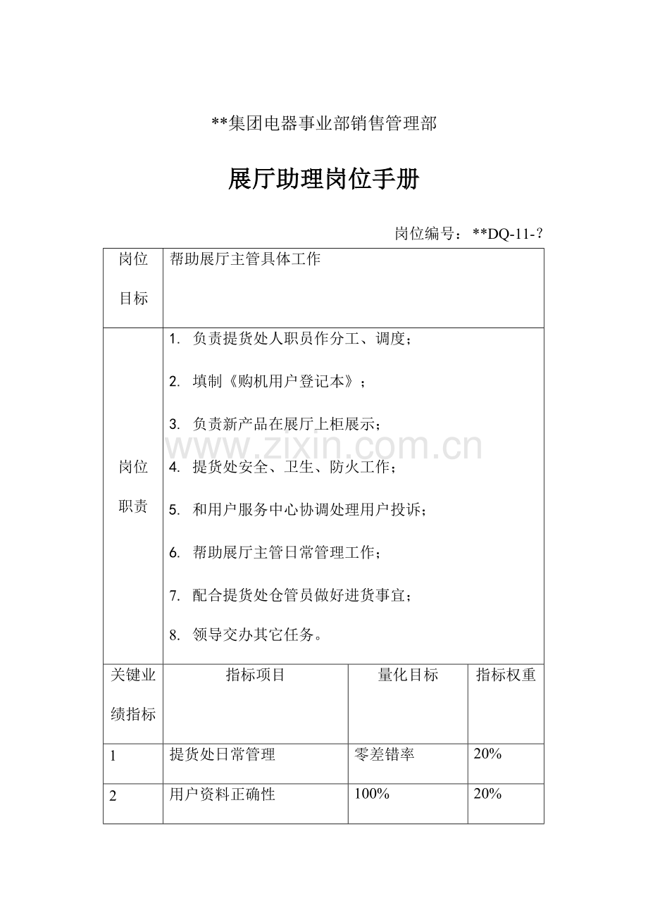 集团展厅助理岗位职责样本.doc_第1页