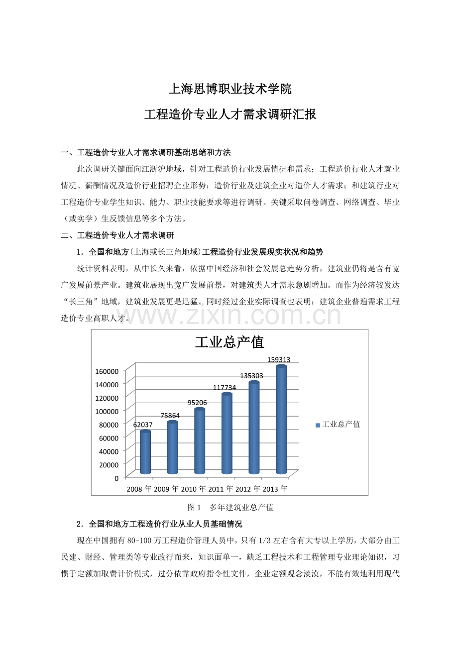 综合项目工程造价专业调研分析报告.docx_第1页