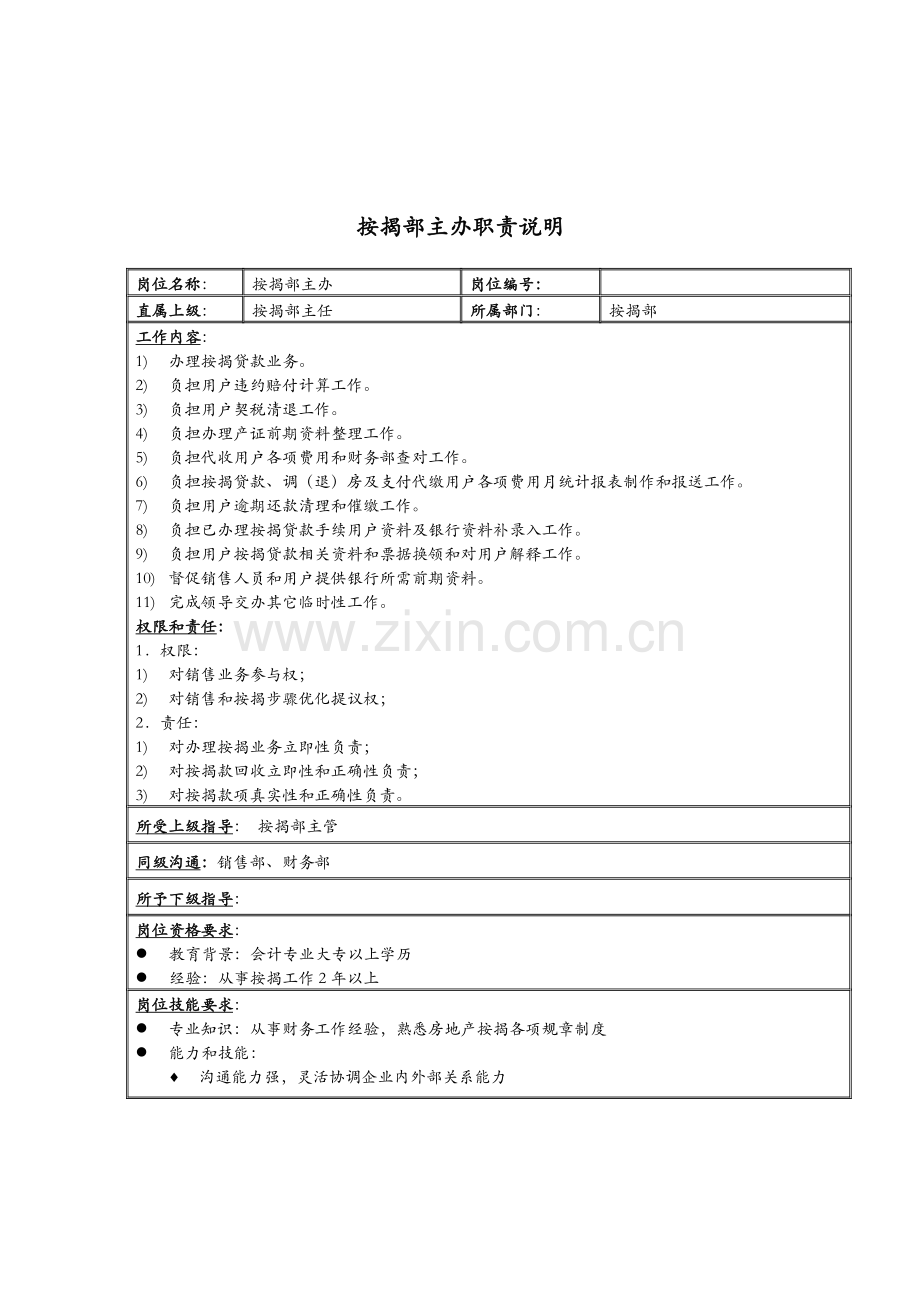 服装生产部经理职务说明书样本.doc_第1页