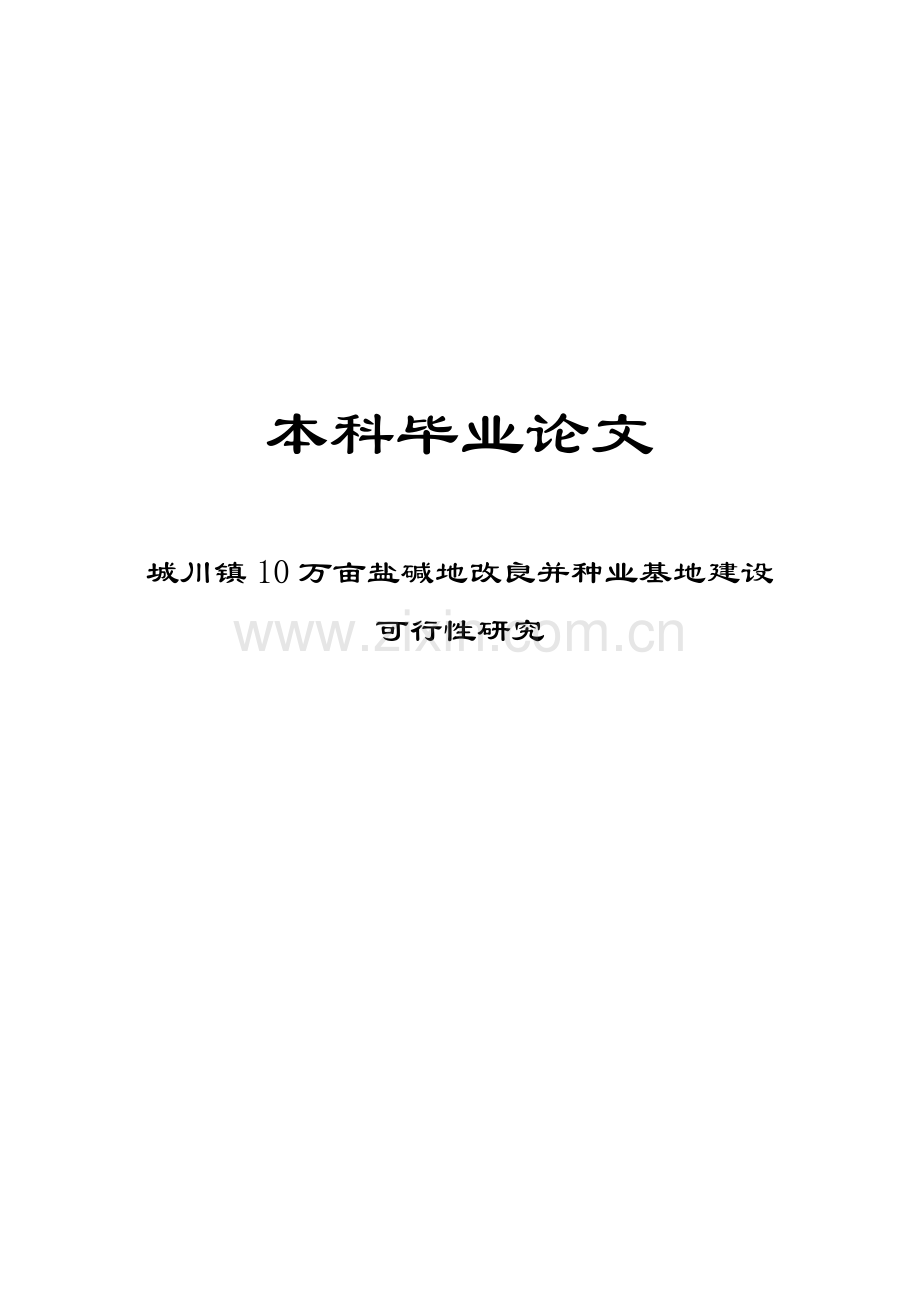 城川镇10万亩盐碱地改良并种业基地建设可行性研究毕业论文.doc_第1页