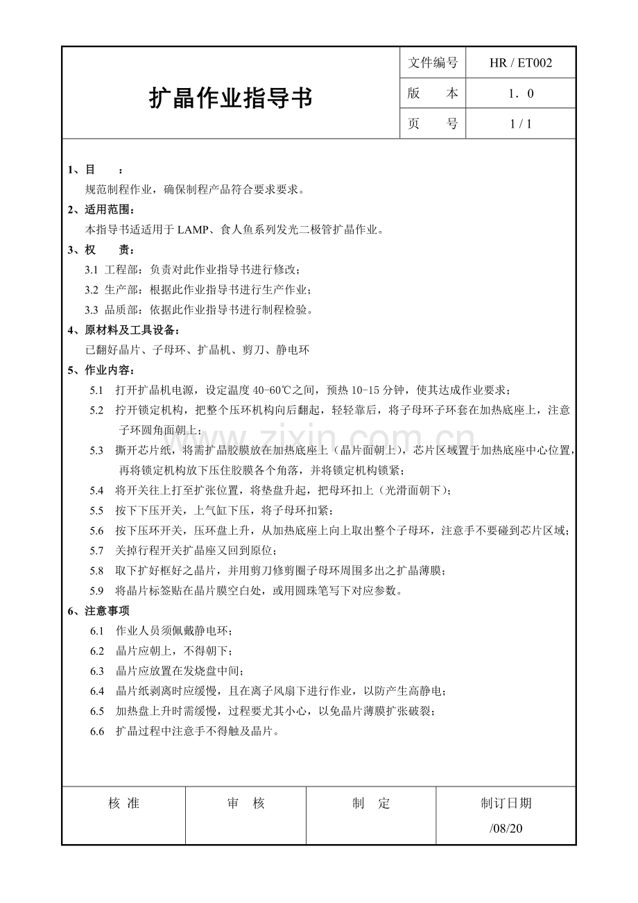 有限公司制程作业指导书样本.doc_第1页