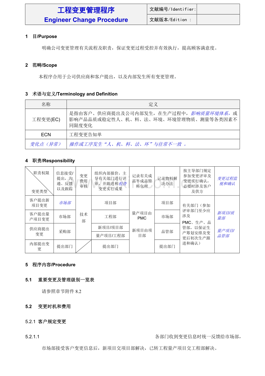 综合项目工程变更管理程序第十四版.doc_第1页