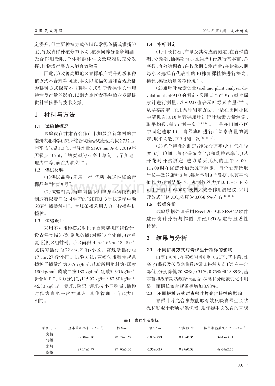 不同耕种方式对青稞生长生理特性及产量的影响.pdf_第2页