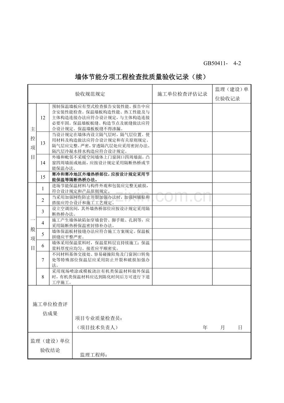 建筑工程节能综合项目工程综合项目施工质量验收标准规范检验批表格.doc_第2页