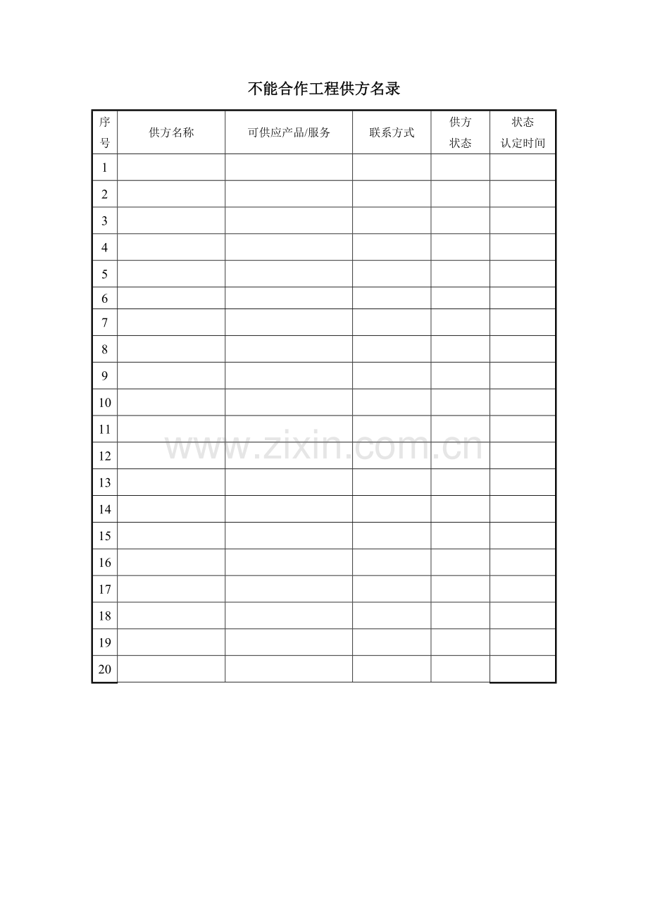 房地产公司不能合作工程供方名录模版.doc_第3页