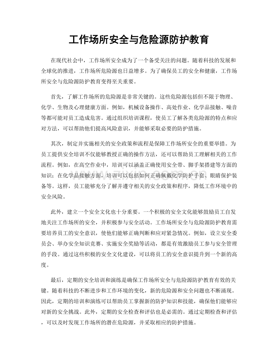 工作场所安全与危险源防护教育.docx_第1页