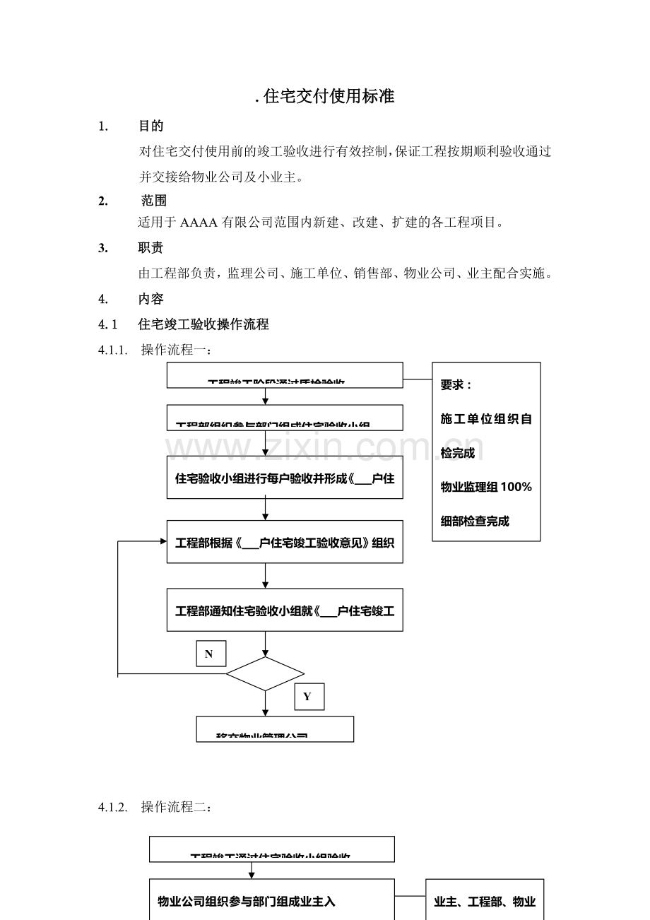 房地产项目模版.住宅交付使用标准--------------------------------------------.docx_第1页