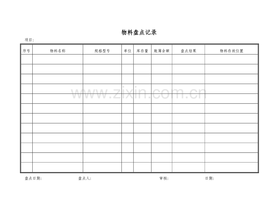 物业管理资料之物料盘点记录模板.doc_第1页