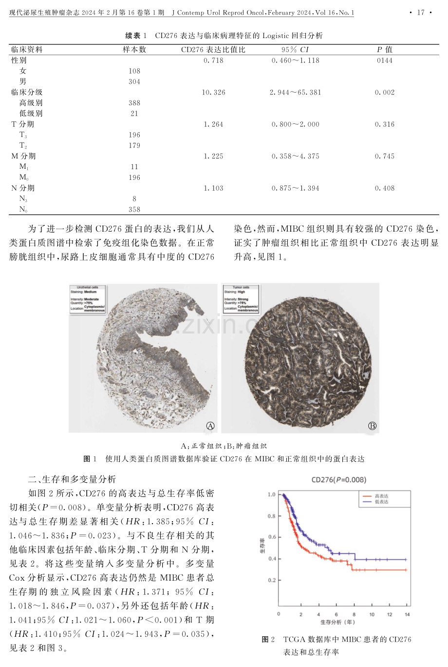 肌层浸润性膀胱癌中CD276的表达与临床病理特征和预后的相关性.pdf_第3页