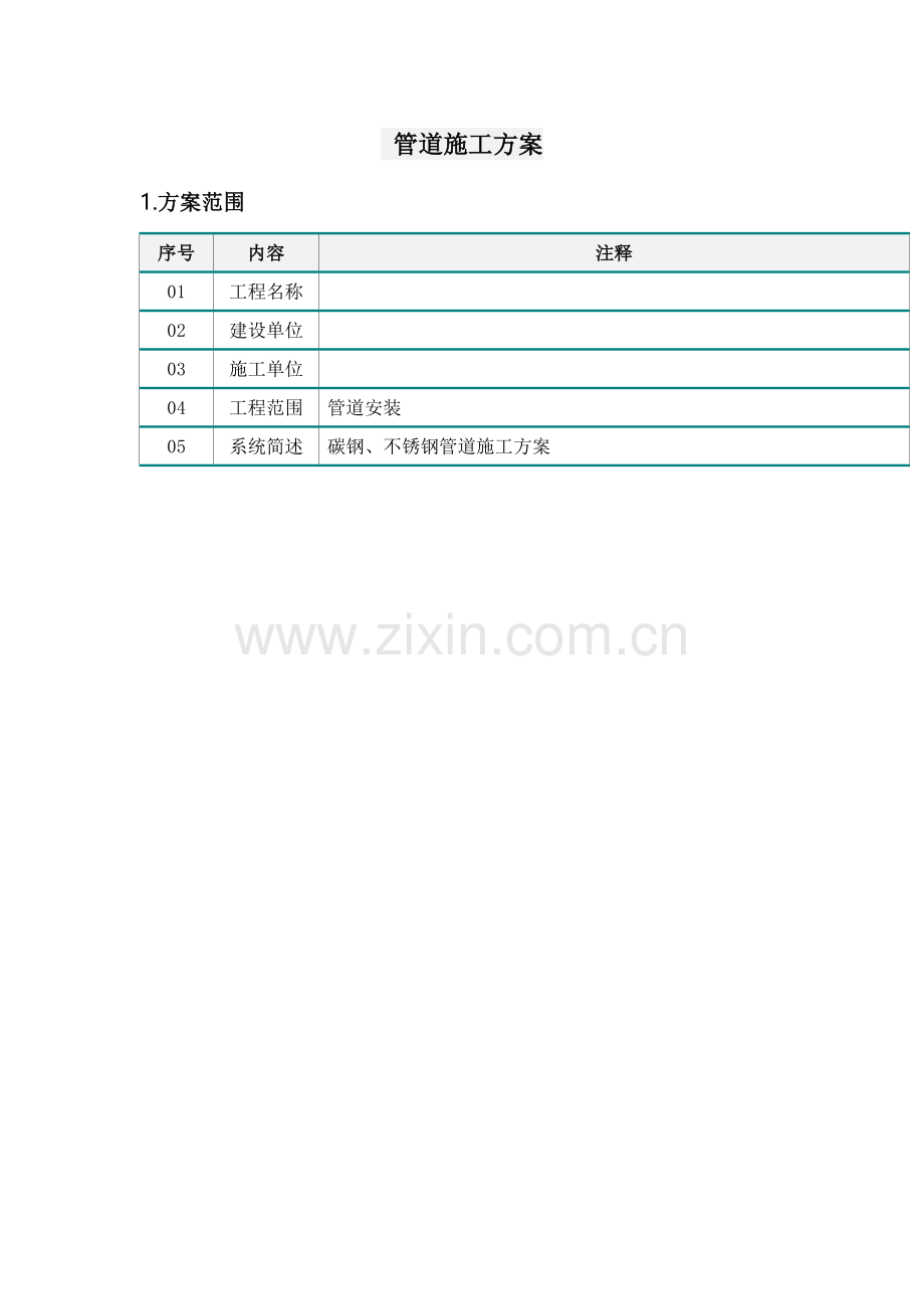 不锈钢管道综合标准施工专业方案.docx_第1页