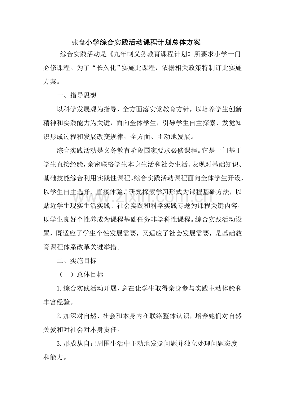 学校综合实践活动课程实施专项方案.doc_第1页