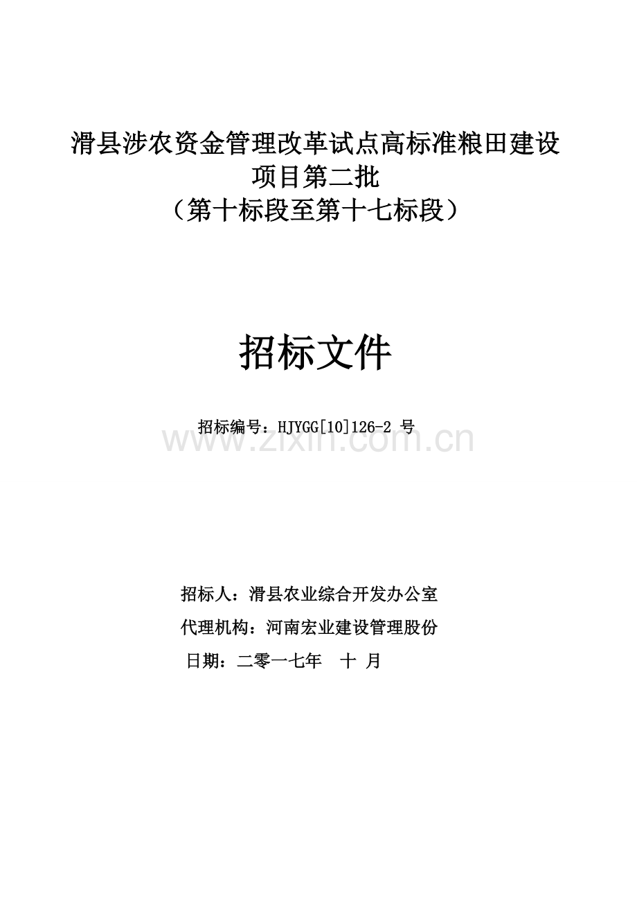 高标准粮田建设项目招标文件模板.doc_第1页