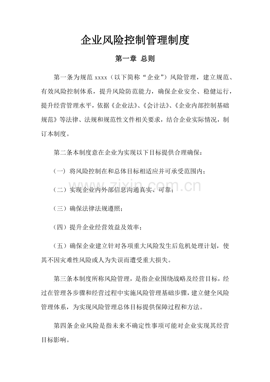 企业风险控制管理核心制度.docx_第1页