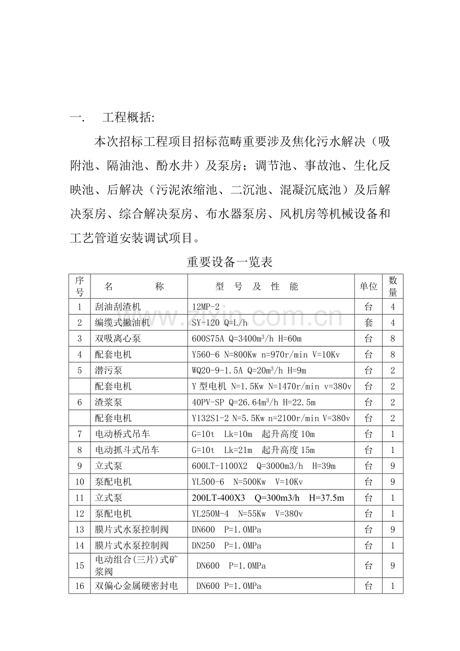 200万吨年焦化污水处理机电及基本工艺管道安装综合项目工程综合项目施工组织设计.doc_第3页