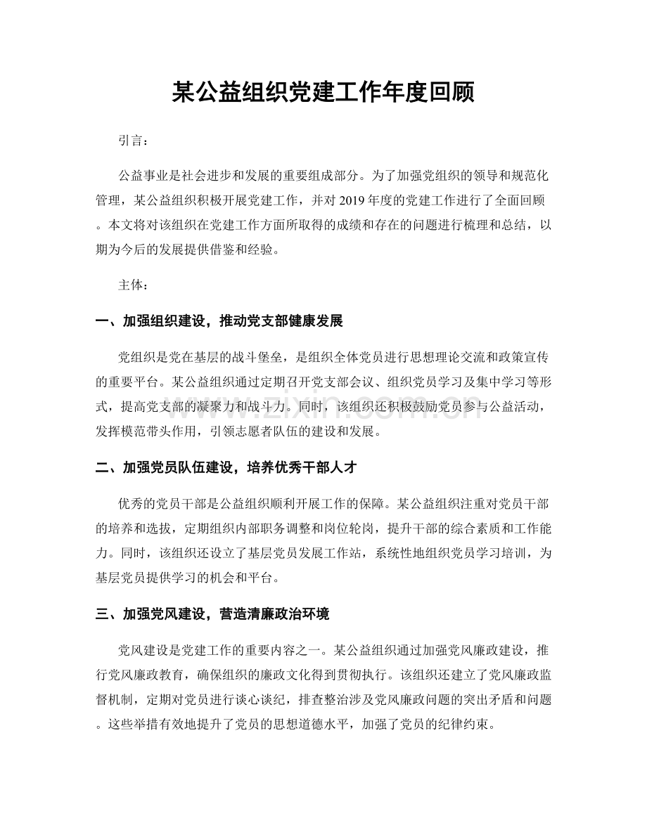 某公益组织党建工作年度回顾.docx_第1页