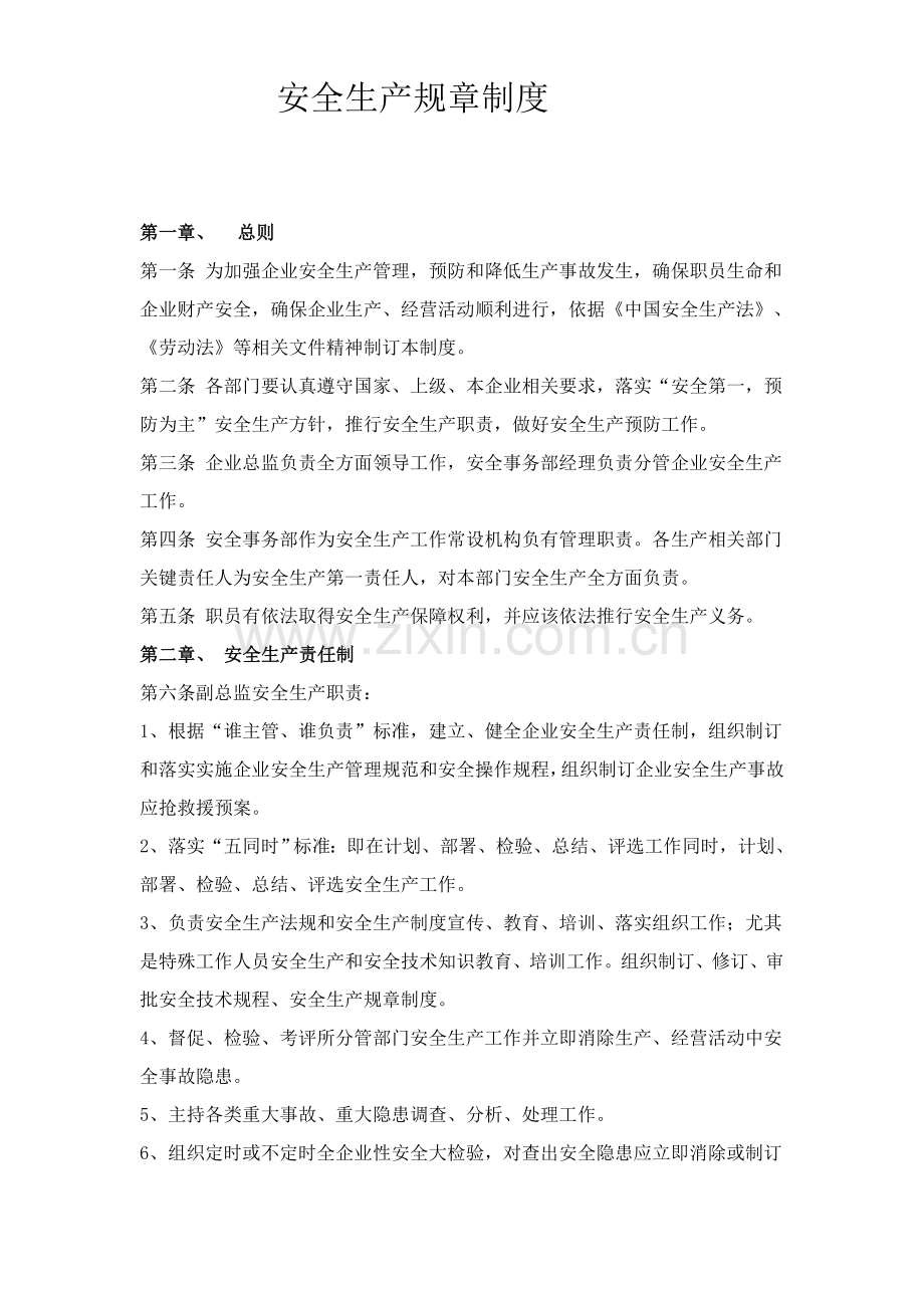 安全管理专项规章新规制度范本.doc_第1页