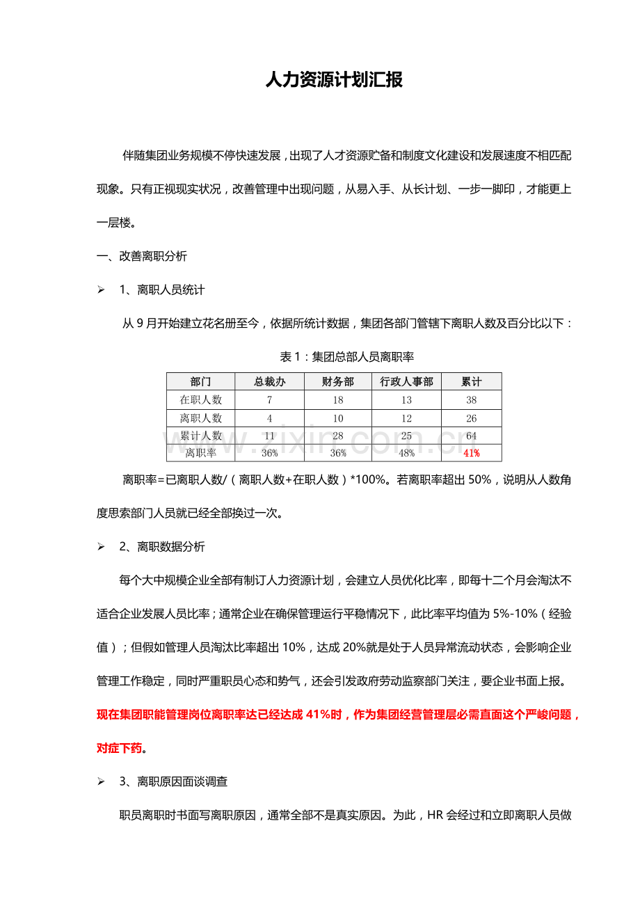 人力资源综合规划报告.docx_第1页