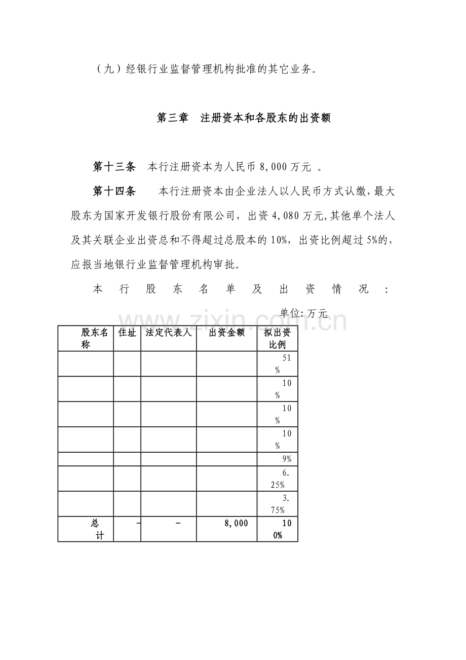 村镇银行公司章程模版.doc_第3页