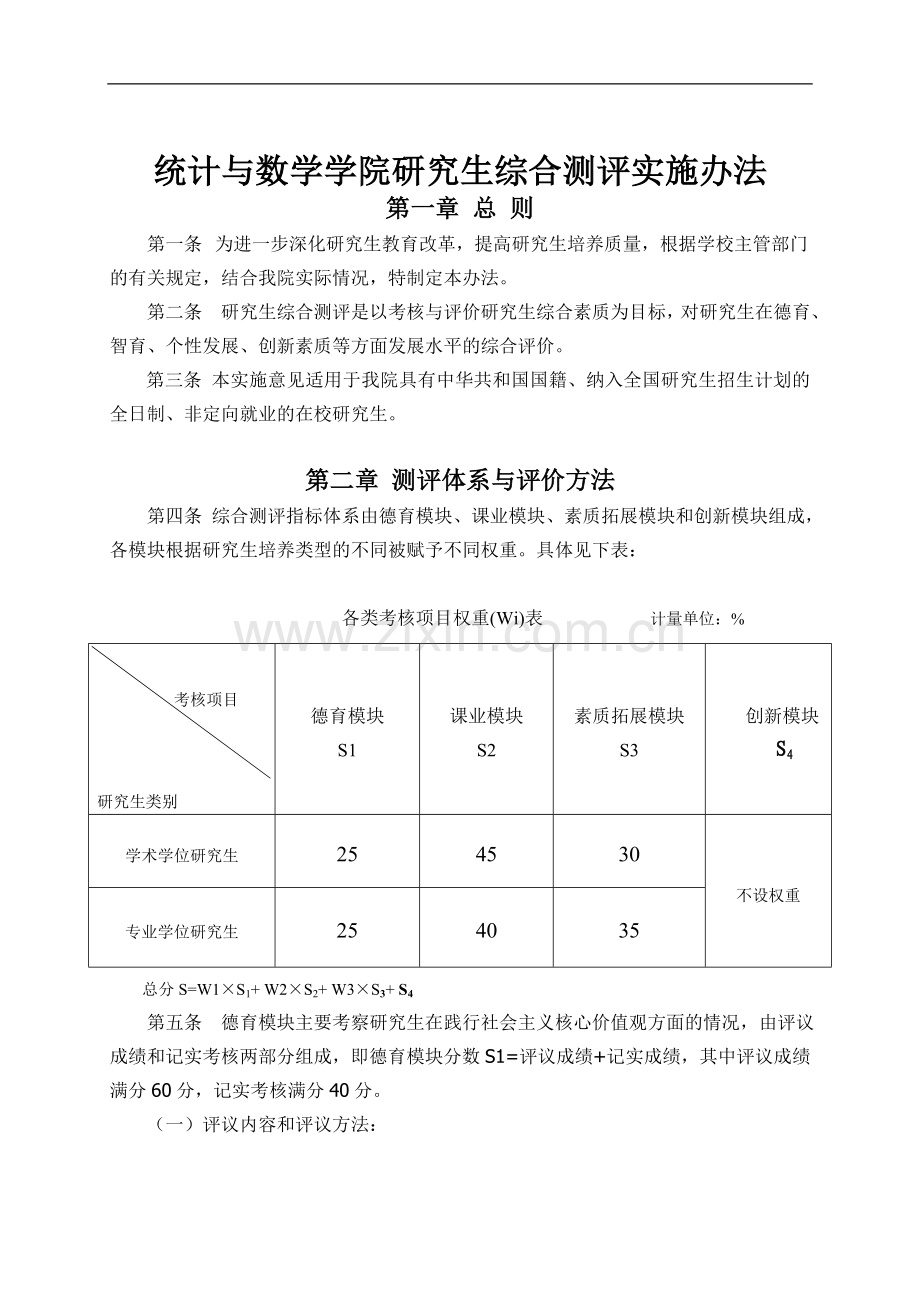 统计与数学学院研究生综合测评实施办法模版.doc_第1页