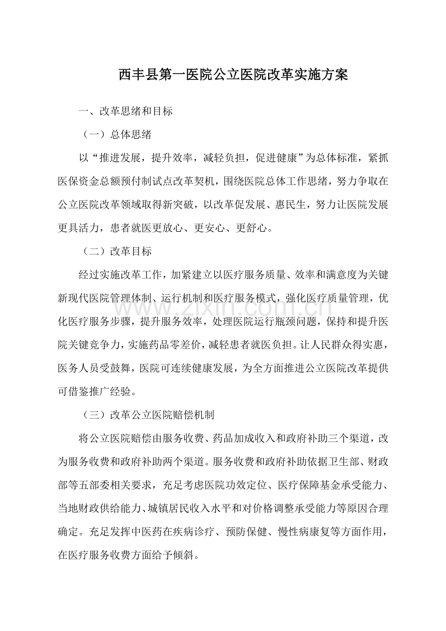 公立医院改革实施专业方案.docx_第1页