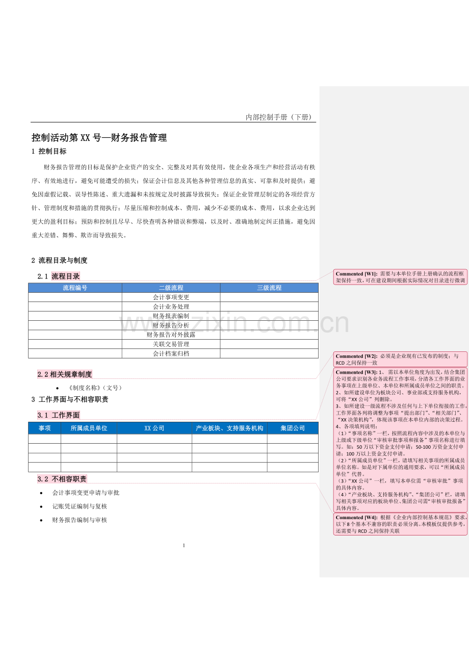 企业内控手册之财务报告管理流程-手册模板.docx_第1页