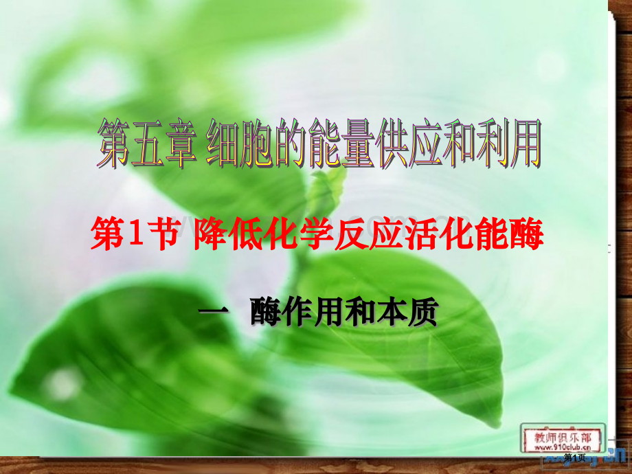 人教版教学第章第节降低化学反应活化能的酶省公共课一等奖全国赛课获奖课件.pptx_第1页