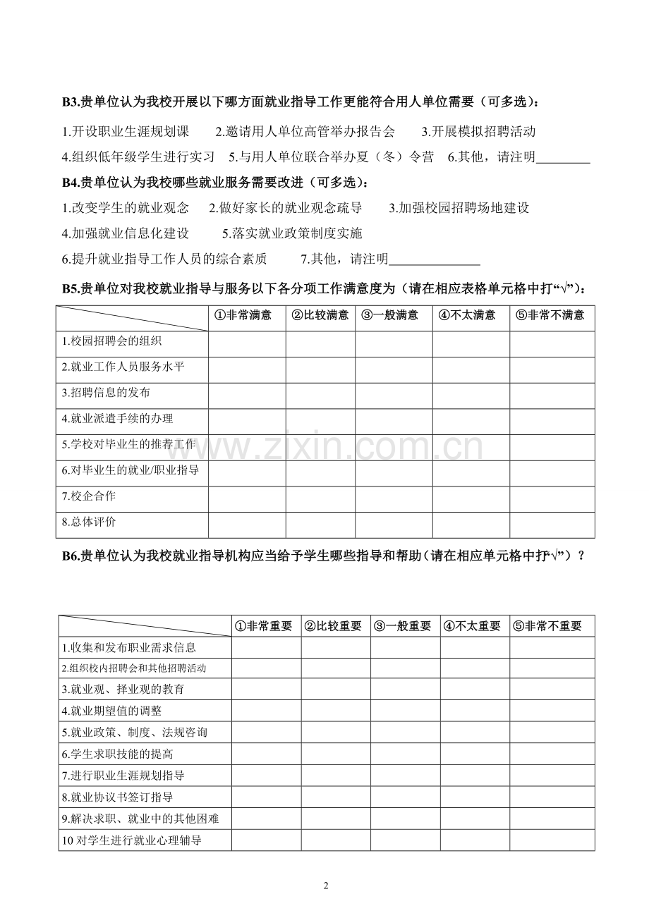 内蒙古师范大学毕业生就业调查问卷(用人单位部分).doc_第2页