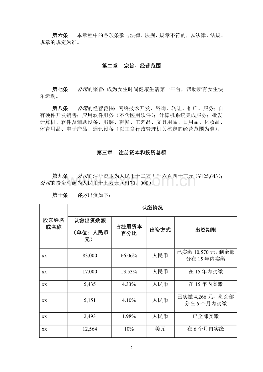 科技-公司章程模版.doc_第2页