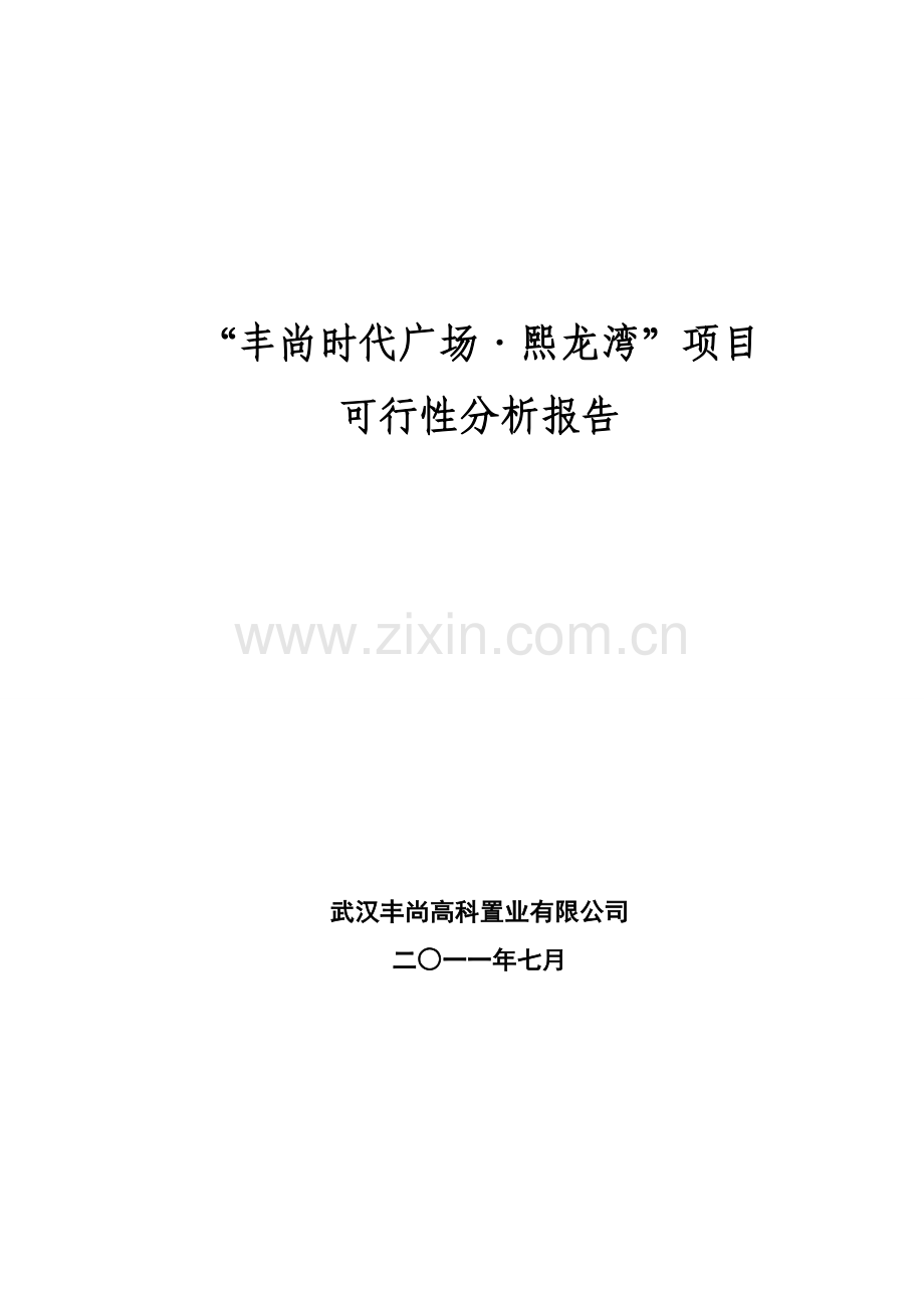 丰尚时代广场熙龙湾项目建设可行性研究报告分析报告.doc_第1页