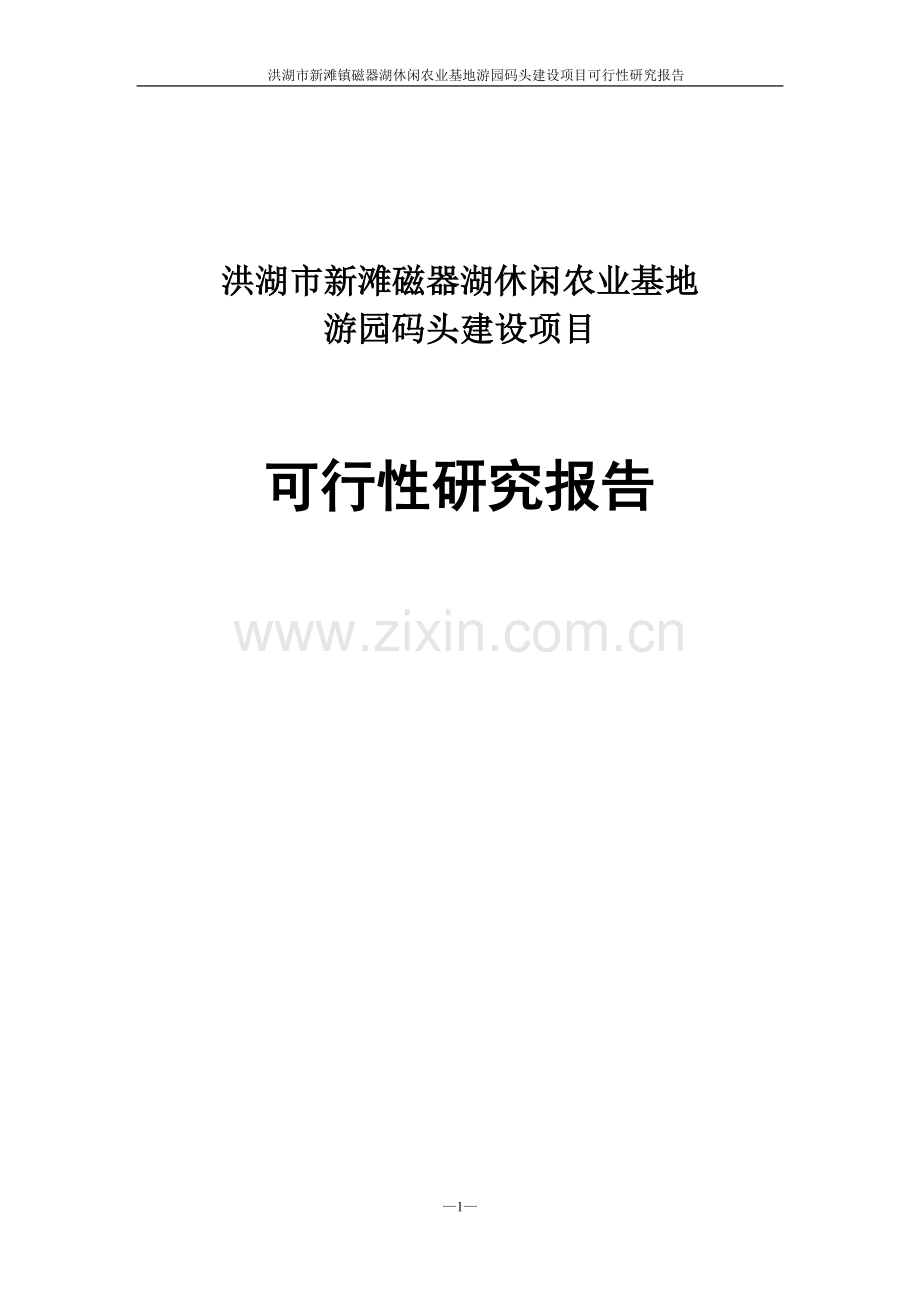 新滩镇磁器湖休闲农业基地游园码头建设项目可行性研究报告.doc_第1页