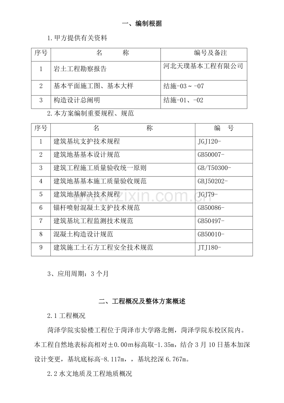 基坑土方开挖支护降水综合项目施工专项方案.doc_第1页