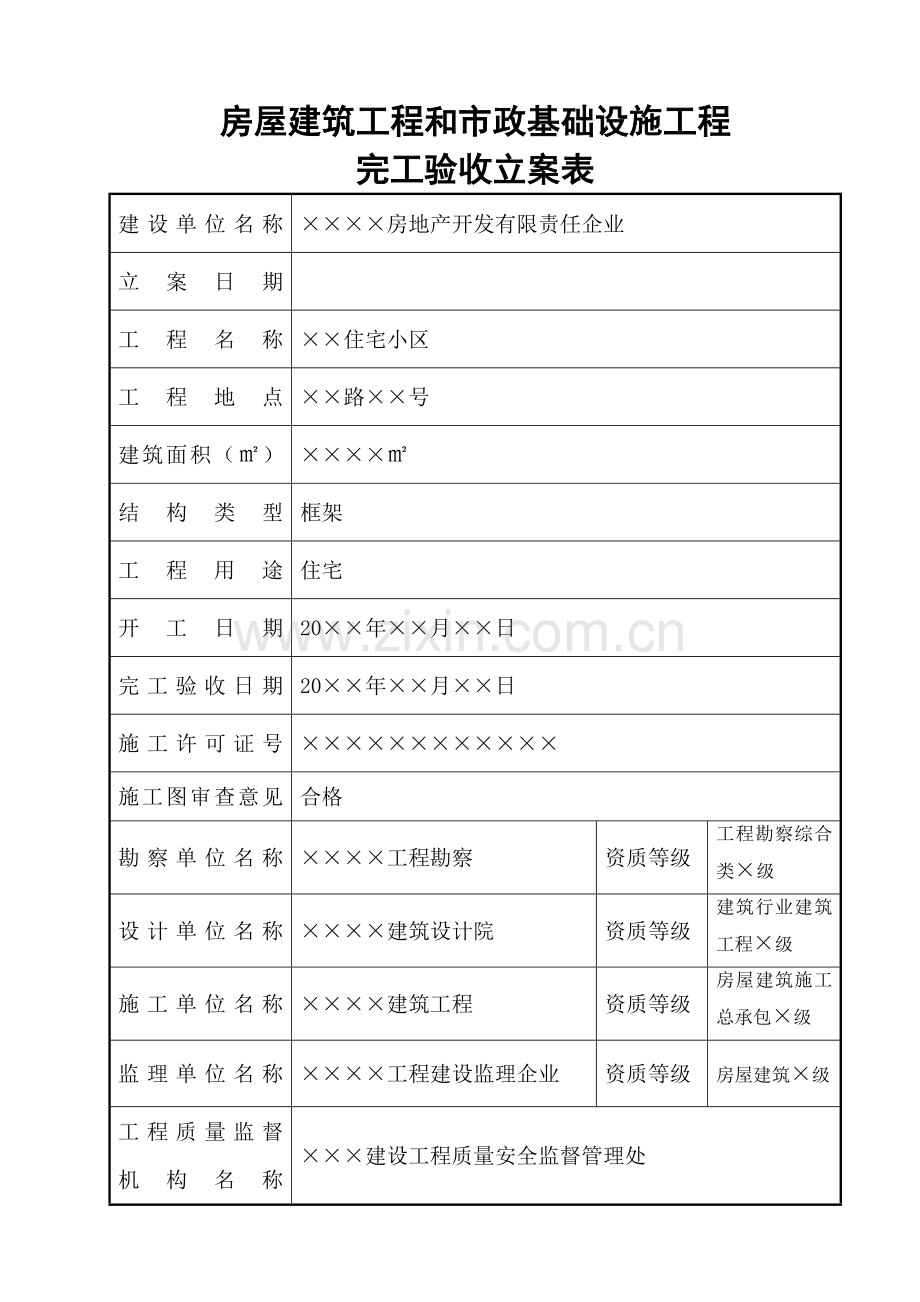 房屋经典建筑综合重点工程和市政基础设施综合重点工程竣工全面验收备案表范本.doc_第2页