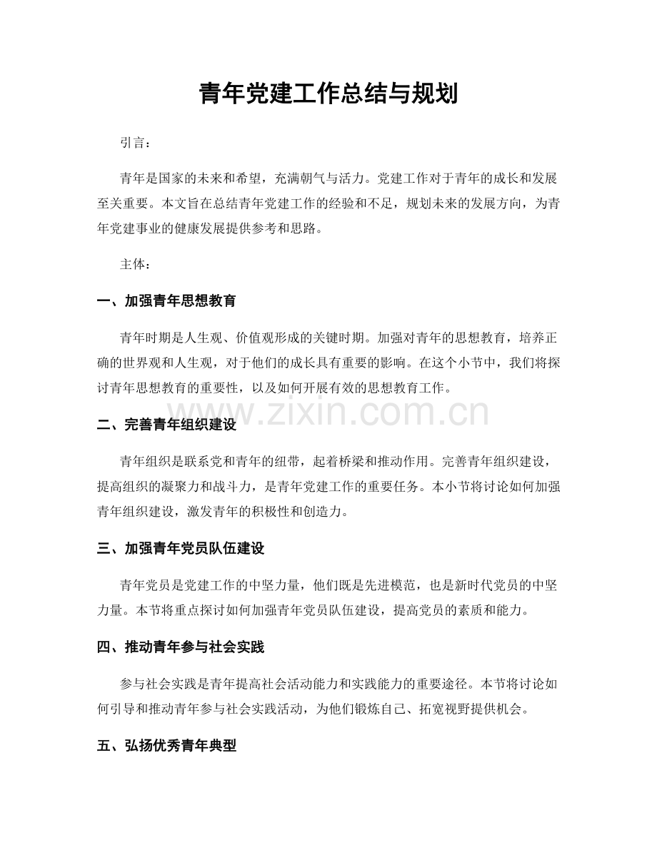 青年党建工作总结与规划.docx_第1页