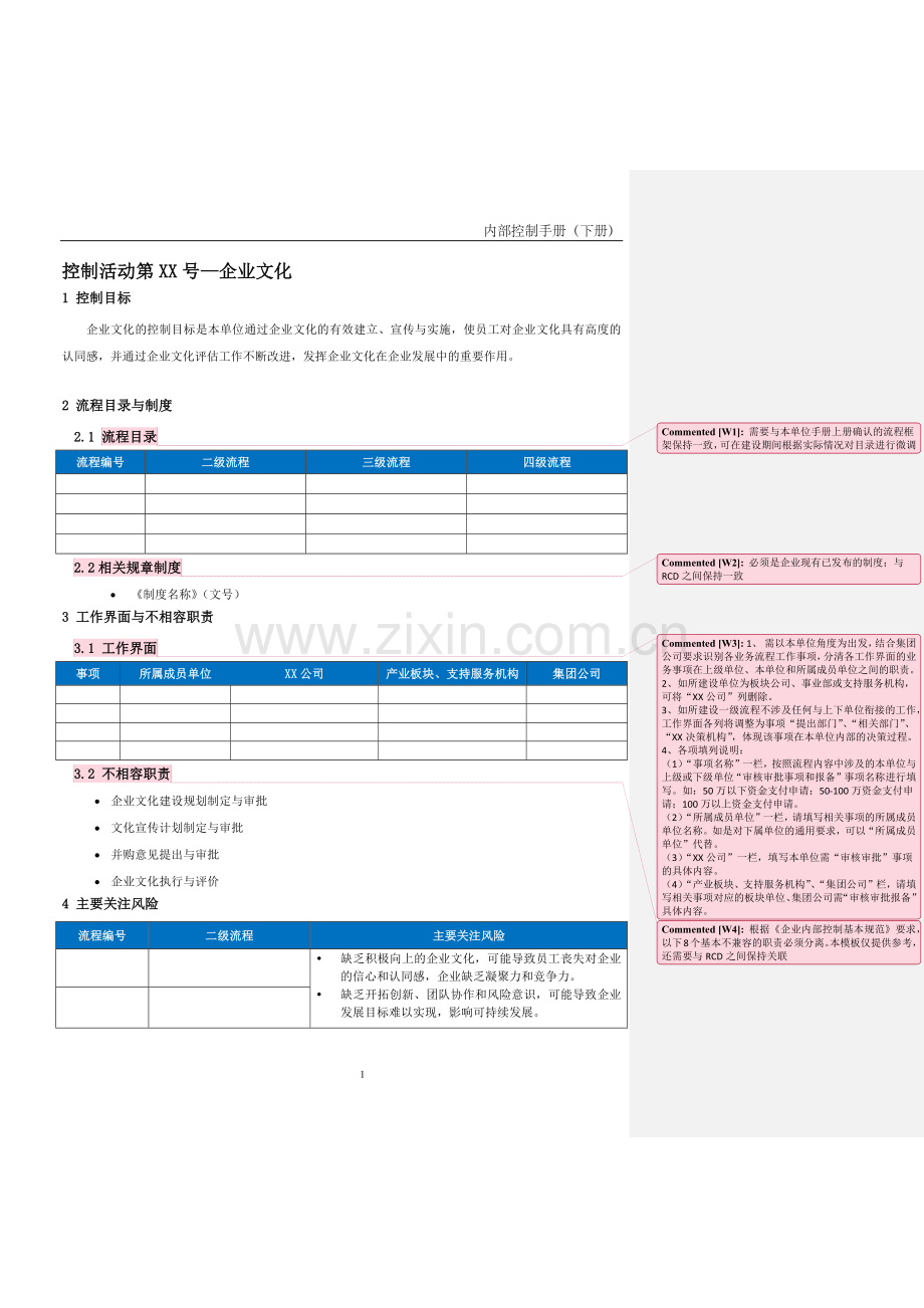 企业内控手册之企业文化流程-手册模板.docx_第1页