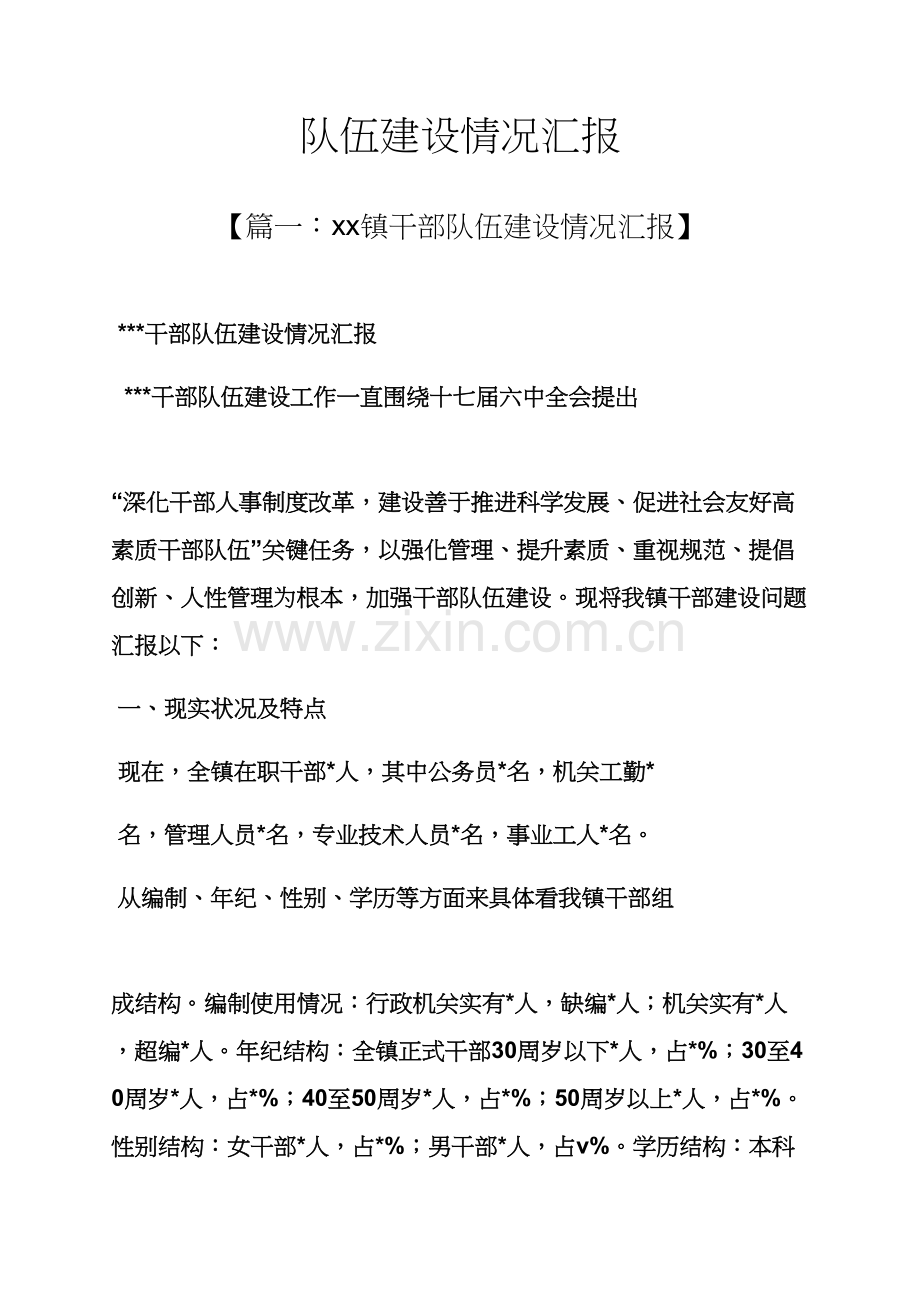 工作汇报之队伍发展建设情况汇报.docx_第1页