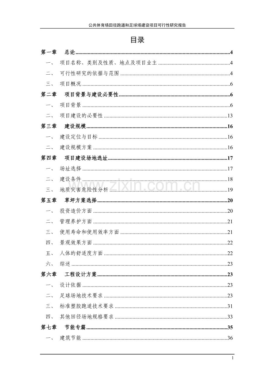 公共体育场田径跑道和足球场建设项目可行性研究报告.doc_第1页