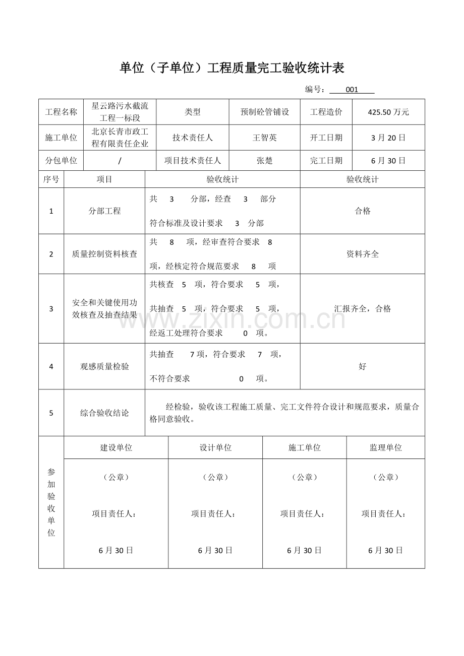 单位子单位综合重点工程质量竣工全面验收记录表.docx_第1页