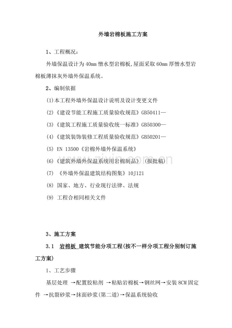 外墙岩棉板综合标准施工专业方案.doc_第1页