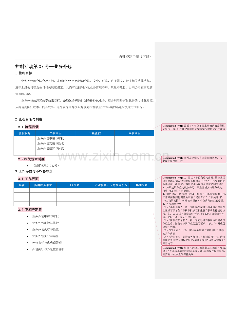 企业内控手册之业务外包流程-手册模板.docx_第1页