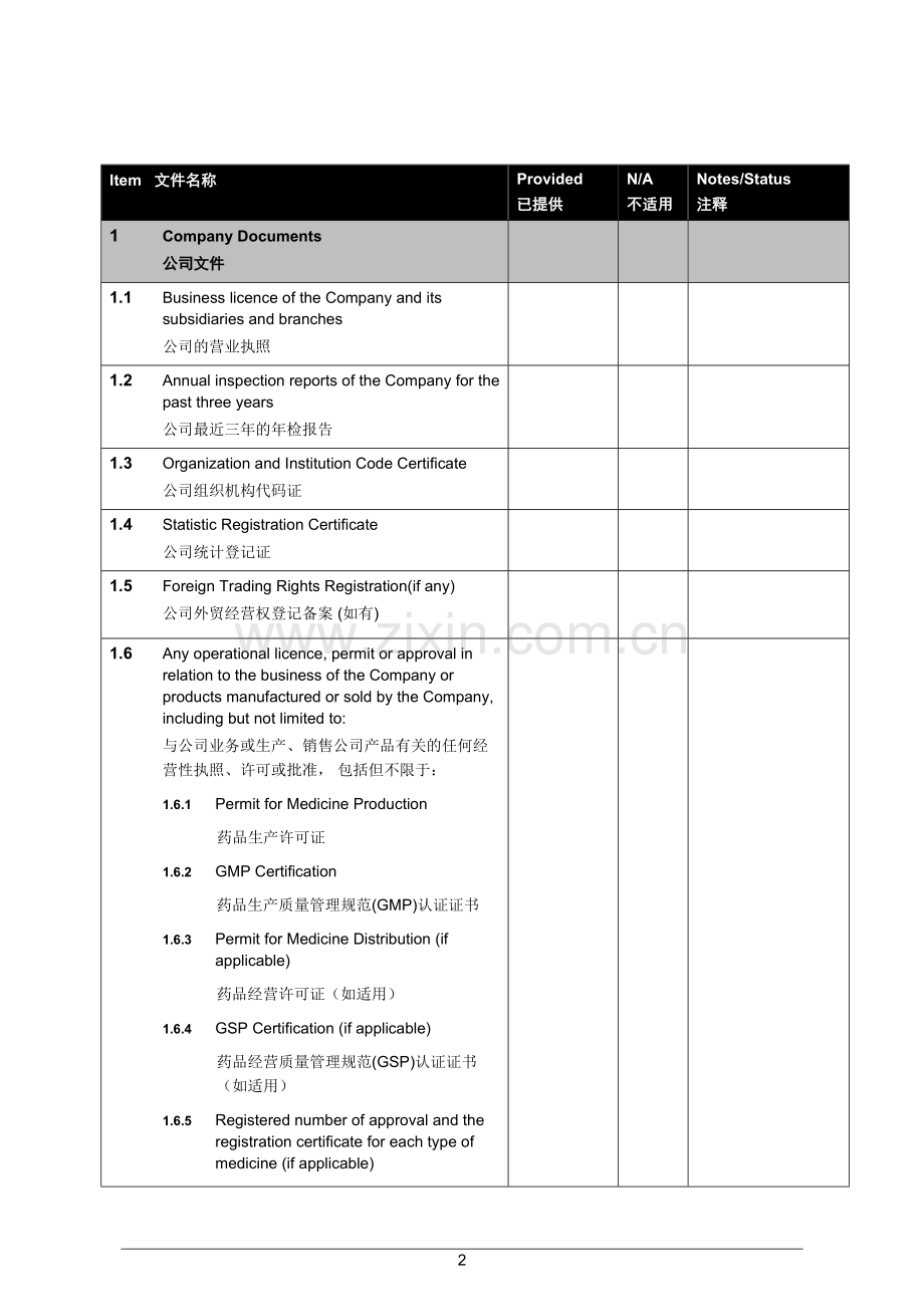 法律尽调文件清单-境外收购-中英文模版.doc_第3页