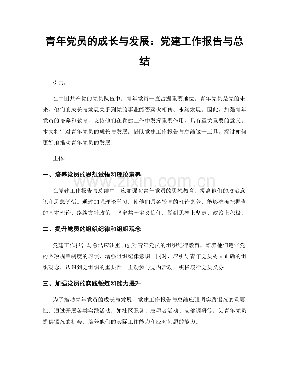 青年党员的成长与发展：党建工作报告与总结.docx_第1页