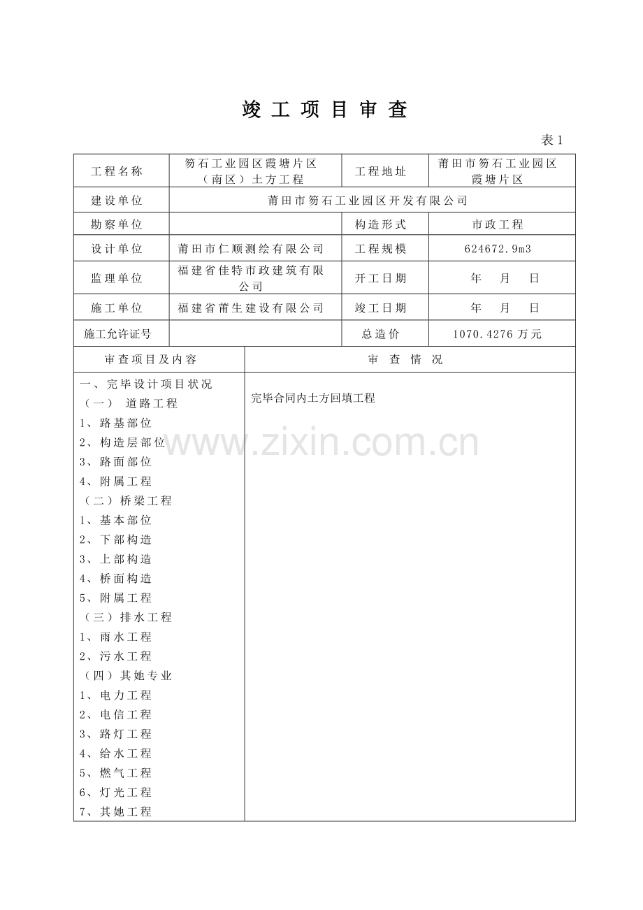 市政福建省市政基础设施综合项目工程竣工项目验收总结报告.doc_第3页