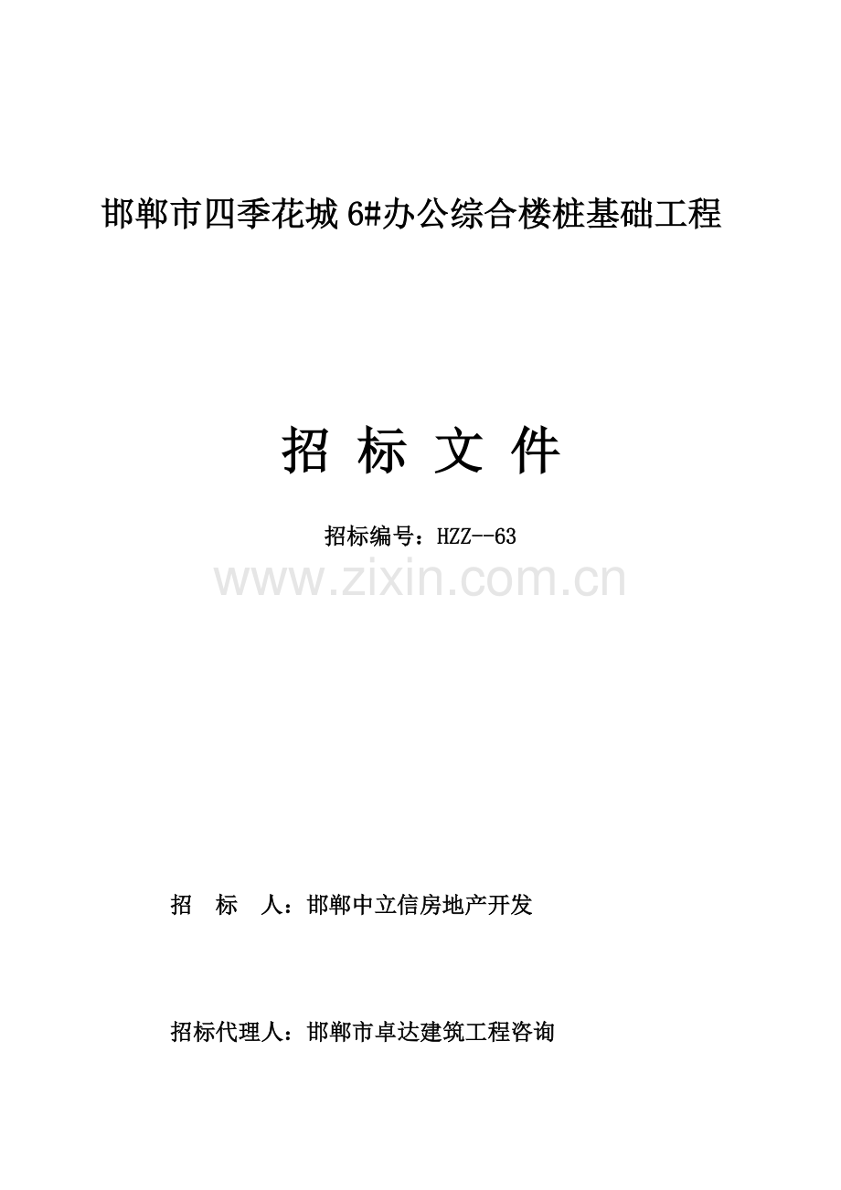 办公综合楼桩基础工程招标文件模板.doc_第1页